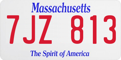 MA license plate 7JZ813