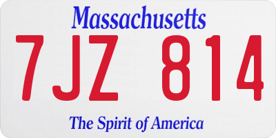 MA license plate 7JZ814