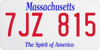 MA license plate 7JZ815