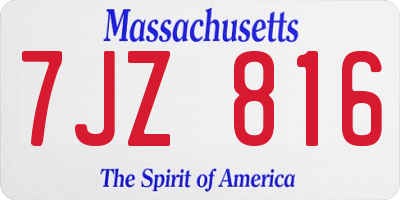 MA license plate 7JZ816