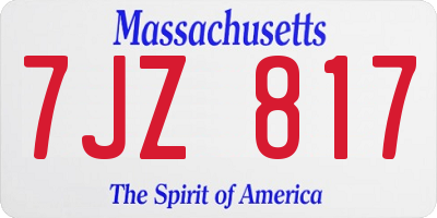 MA license plate 7JZ817