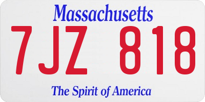 MA license plate 7JZ818