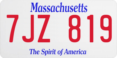 MA license plate 7JZ819