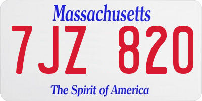 MA license plate 7JZ820