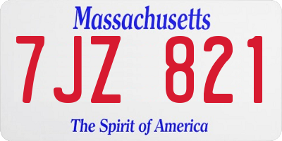 MA license plate 7JZ821