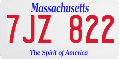 MA license plate 7JZ822