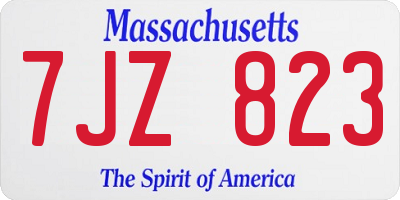 MA license plate 7JZ823