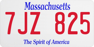 MA license plate 7JZ825