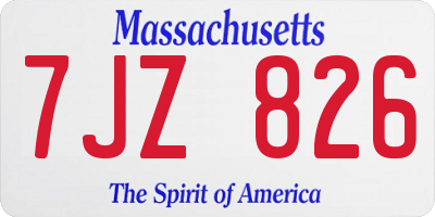 MA license plate 7JZ826