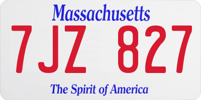 MA license plate 7JZ827
