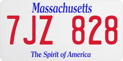 MA license plate 7JZ828
