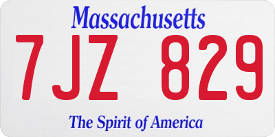 MA license plate 7JZ829