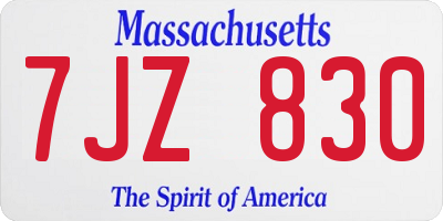 MA license plate 7JZ830