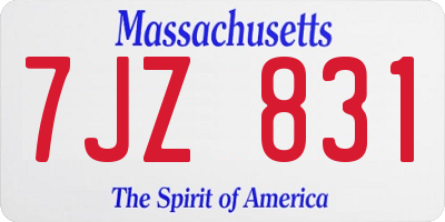 MA license plate 7JZ831