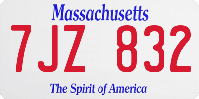 MA license plate 7JZ832