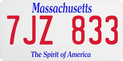 MA license plate 7JZ833