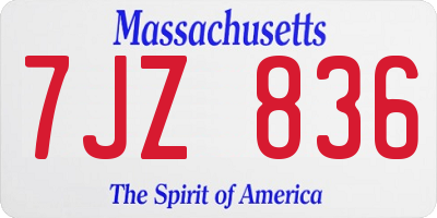 MA license plate 7JZ836