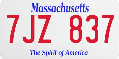 MA license plate 7JZ837