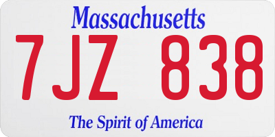 MA license plate 7JZ838
