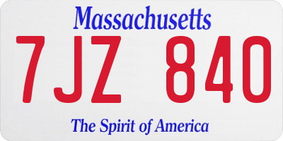 MA license plate 7JZ840
