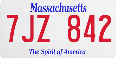 MA license plate 7JZ842