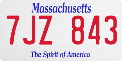 MA license plate 7JZ843