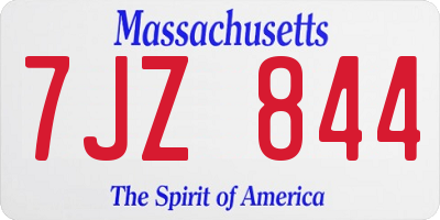 MA license plate 7JZ844