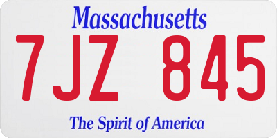 MA license plate 7JZ845