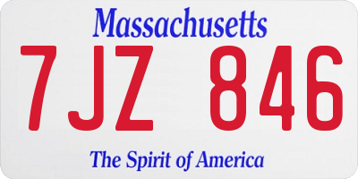 MA license plate 7JZ846