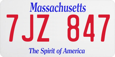 MA license plate 7JZ847