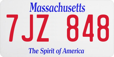 MA license plate 7JZ848