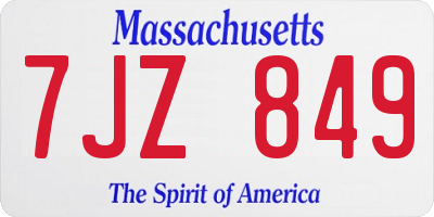 MA license plate 7JZ849