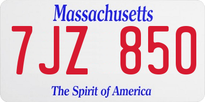 MA license plate 7JZ850