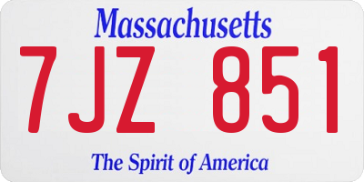 MA license plate 7JZ851