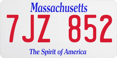 MA license plate 7JZ852
