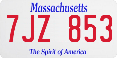 MA license plate 7JZ853