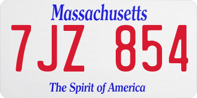 MA license plate 7JZ854