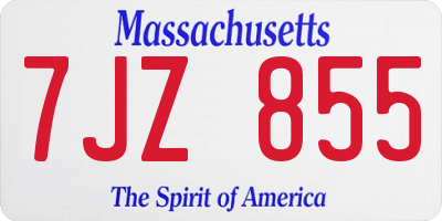 MA license plate 7JZ855