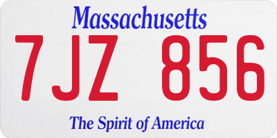 MA license plate 7JZ856