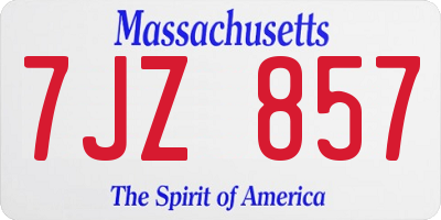 MA license plate 7JZ857