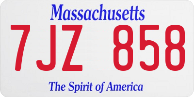 MA license plate 7JZ858