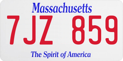MA license plate 7JZ859