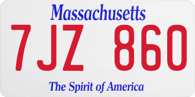 MA license plate 7JZ860