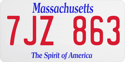 MA license plate 7JZ863