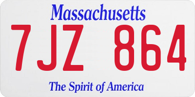 MA license plate 7JZ864
