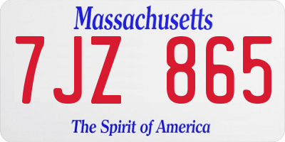 MA license plate 7JZ865