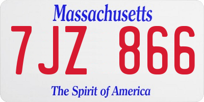 MA license plate 7JZ866
