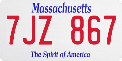 MA license plate 7JZ867
