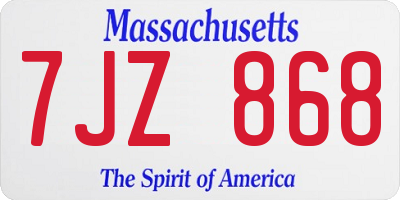 MA license plate 7JZ868