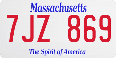 MA license plate 7JZ869